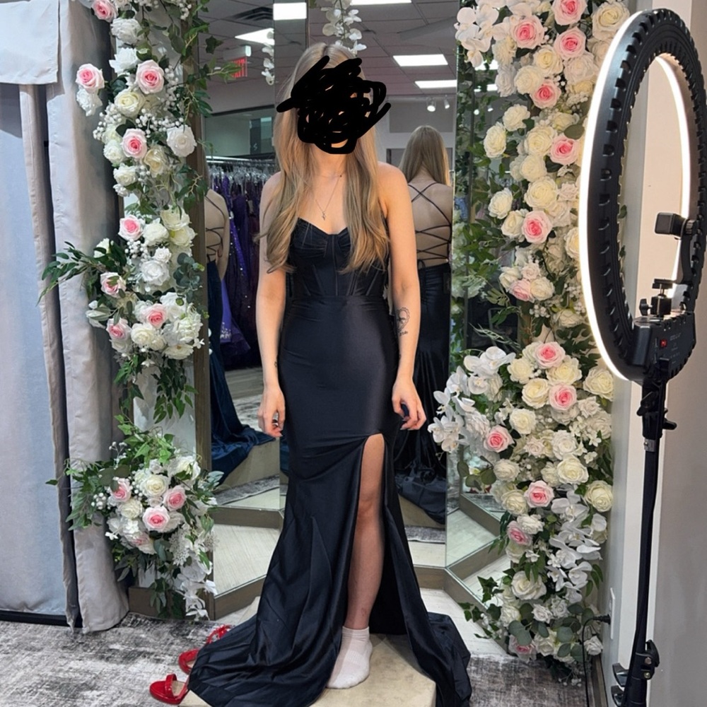 Black Sleeveless Slit Prom Gown